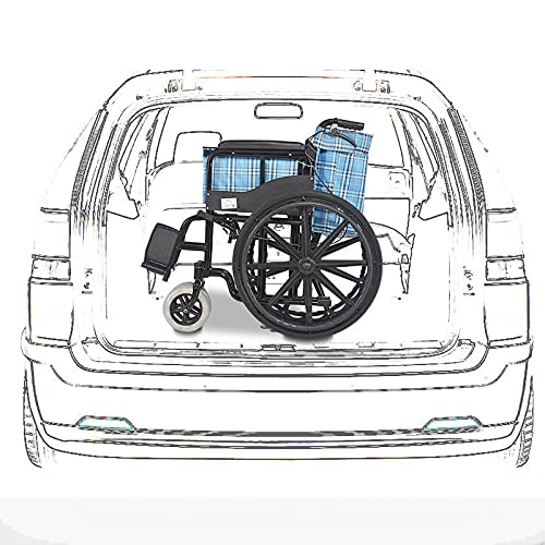 YDYBY Silla de Ruedas ortopédica de tránsito, para minuválidos y Ancianos Plegable Aluminio Freno en manetas reposapiés reposabrazos Silla de Ruedas de Viaje,Azul