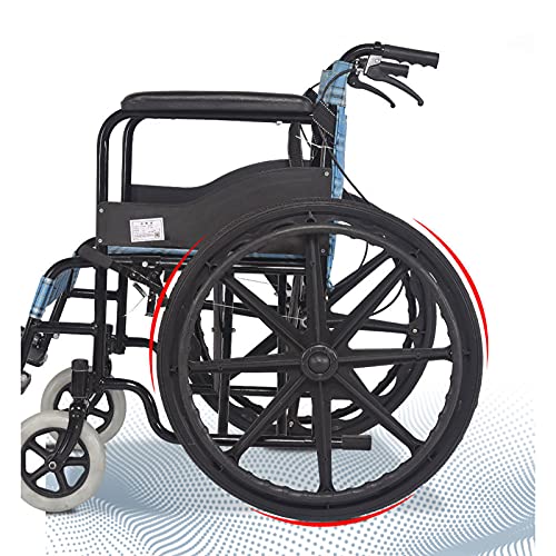 YDYBY Silla de Ruedas ortopédica de tránsito, para minuválidos y Ancianos Plegable Aluminio Freno en manetas reposapiés reposabrazos Silla de Ruedas de Viaje,Azul