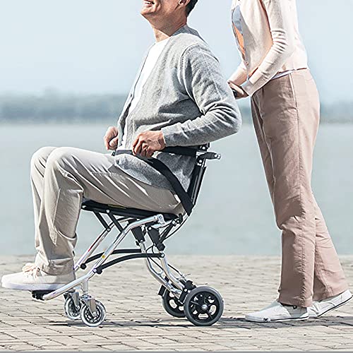 YDYBY Silla de Ruedas Plegable, Ortopédica para minusválidos Reposapiés extraíbles y reposabrazos abatibles Ultraligera Silla de Ruedas de Viaje en avión Silla de tránsito,Verde