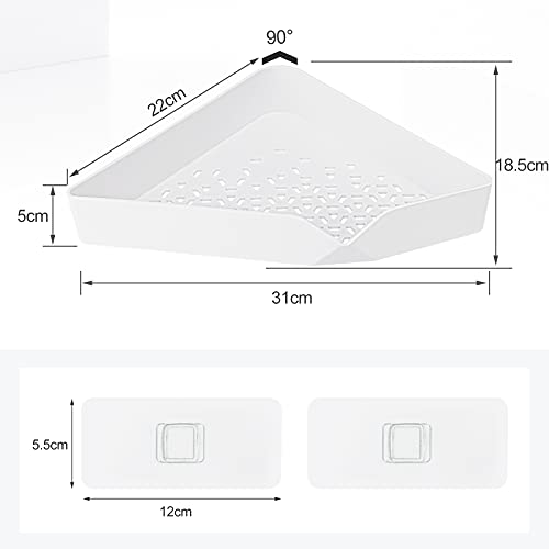 Yorbay Estantería de ducha sin taladrar con material de montaje triangular, estantería de baño de plástico ABS, 3 piezas en un juego, color blanco