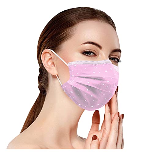 YpingLonk 50 unid Unisex Adulto Cara Protector Mujeres Universal 3 Capa Moda Estrella Digital Impreso Lindo elásticoLoop Bandanas bufanda-33
