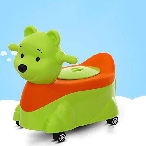 ZAKRLYB Bacinica Animales del Estilo Cute 2-en-1 en Las Cuatro Ruedas del Coche de la torcedura de los niños con la música for IR al baño Silla del Asiento extraíble con Interior for IR al baño