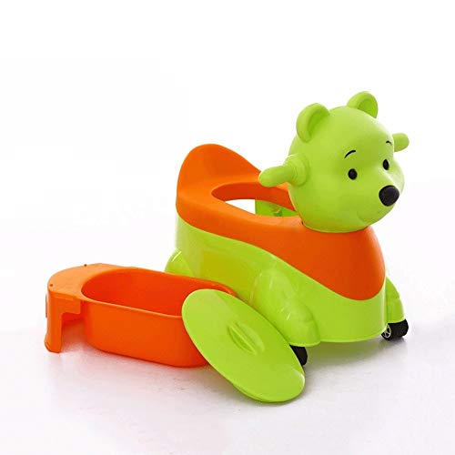 ZAKRLYB Bacinica Animales del Estilo Cute 2-en-1 en Las Cuatro Ruedas del Coche de la torcedura de los niños con la música for IR al baño Silla del Asiento extraíble con Interior for IR al baño