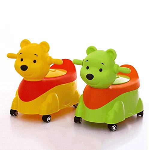 ZAKRLYB Bacinica Animales del Estilo Cute 2-en-1 en Las Cuatro Ruedas del Coche de la torcedura de los niños con la música for IR al baño Silla del Asiento extraíble con Interior for IR al baño