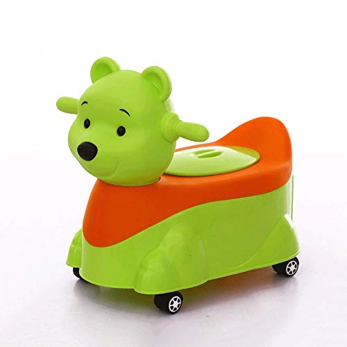 ZAKRLYB Bacinica Animales del Estilo Cute 2-en-1 en Las Cuatro Ruedas del Coche de la torcedura de los niños con la música for IR al baño Silla del Asiento extraíble con Interior for IR al baño