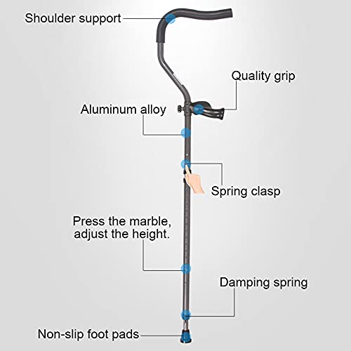 ZDM 1 par de Muletas Axilares para Adultos, Ergonómico, Muletas Plegables Tipo F, Muletas Ortopédicas Telescópicas para Rehabilitación, Regulables en Altura