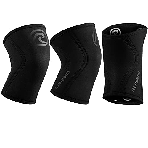 Ziatec Rehband Rodillera Edición Atlética [pza. o par] | Soporte de Rodilla de Neopreno 5 mm, Vendaje para la Rodilla + Bolsa de lavandería, tamaño:XL - 1 par, Color:carbón