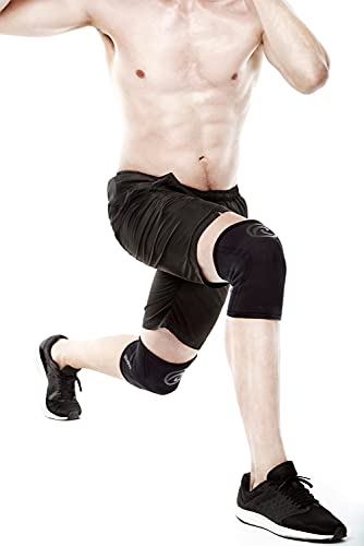 Ziatec Rehband Rodillera Edición Atlética [pza. o par] | Soporte de Rodilla de Neopreno 5 mm, Vendaje para la Rodilla + Bolsa de lavandería, tamaño:XL - 1 par, Color:carbón