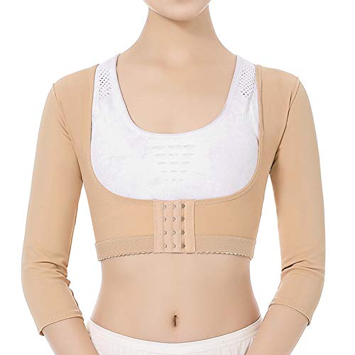 ZJchao Fajas elásticas para Adelgazar, Fajas para la Parte Superior del Brazo, Mangas de compresión, Corrector de Postura para la Espalda, Mujeres y niñas(L)