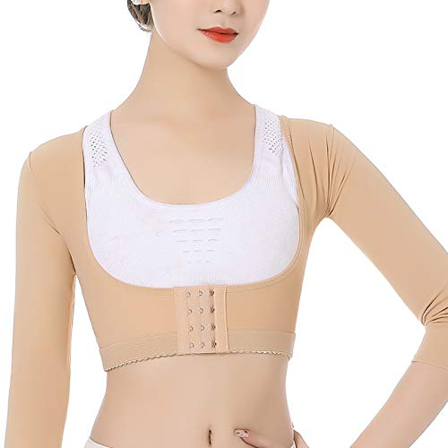 ZJchao Fajas elásticas para Adelgazar, Fajas para la Parte Superior del Brazo, Mangas de compresión, Corrector de Postura para la Espalda, Mujeres y niñas(L)