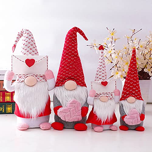 ZWPY 2 Paquetes Santa GNOME Muñeco de Peluche sobre Amor Sombrero del día de San Valentín Tela de Elfo Muñeca de Peluche Hecha a Mano Decoración de Mesa Escaparate Regalo de cumpleaños de Navidad