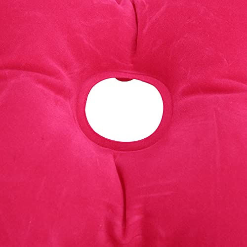 01 Cojín Inflable Anti-escaras, cojín de Aire Inflable Anti-escaras de Grosor moderado con Bomba de Aire para Ancianos postrados en Cama para Pacientes(23 * 18 * 4cm-Flocking Square Cushion Rose Red)