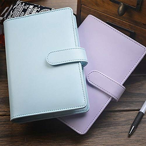 1 organizador de piel tamaño A5, cuaderno de piel, reutilizable, tapa de piel acolchada, papel no incluido, color morado