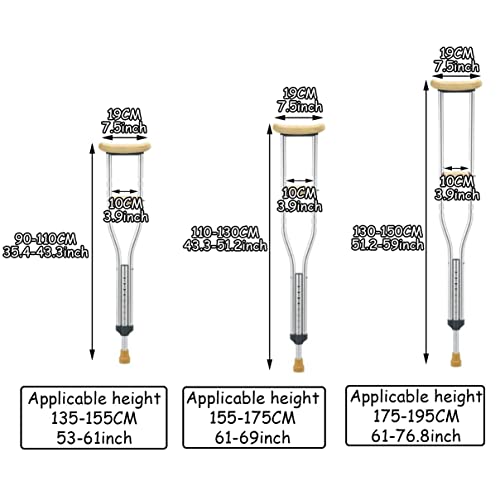 1 Par Muletas Médicas, Aluminio Muletas Axilares, Altura Regulable (9 + 5 Marchas), Ayudas De Movilidad para Adultos, para Ancianos Artritis Discapacidad (Size : 150cm)