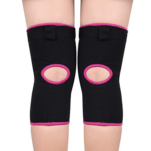 1 Par Rodilleras Deportivas de Esponja Apoyo de la Rodilla Unisex para Crossfit Voleibol Bicicleta Baloncesto Rosa L