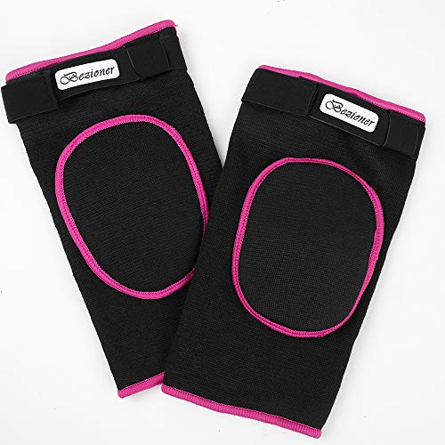 1 Par Rodilleras Deportivas de Esponja Apoyo de la Rodilla Unisex para Crossfit Voleibol Bicicleta Baloncesto Rosa L