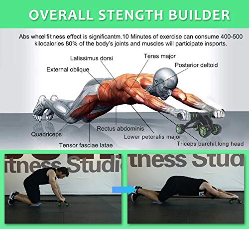 10-en-1 AB Roller Rodillo Abdominales Set de Ejercitar,Rueda Abdominal,Push up Bars,Cuerda para Saltar,Ejercitador de dedos,Bandas de Resistencia,Discos Deslizantes,Almohadilla para Rodilla