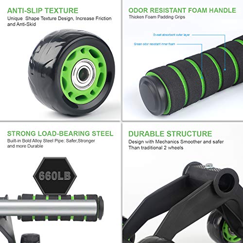 10-en-1 AB Roller Rodillo Abdominales Set de Ejercitar,Rueda Abdominal,Push up Bars,Cuerda para Saltar,Ejercitador de dedos,Bandas de Resistencia,Discos Deslizantes,Almohadilla para Rodilla