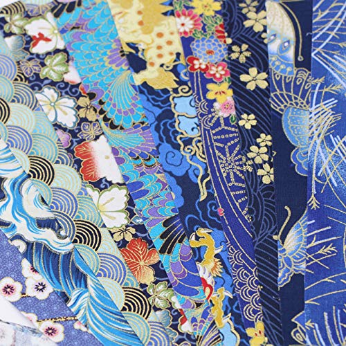 10 piezas Tela algodón Telas Japonés Bronceadora Estampada Tiras de Patchwork 7,5 x 100 cm Algodón Para Coser DIY Telas Decorativas Costura Retales Tela Quilting Scrapbooking (Azul Navyblue)