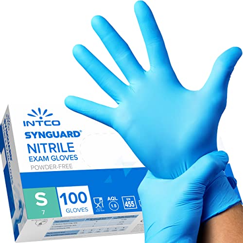 100 guantes de Nitrilo S sin polvo, sin látex, hipoalergénicos, certificados CE según EN455