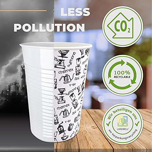 100 Vasos Desechables de Café para Llevar - Vasos Carton 240 ml con Tapas y Agitadores de Madera para Servir el Café, el Té, Bebidas Calientes y Frías