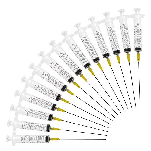 10pack jeringa de 10 ml con 10pack 20G 0.9-100mm Agujas de punta roma para experimentos, aguja dispensadora sin filo Aguja dispensadora conjunto de jeringa jeringa de plástico jeringa desechable
