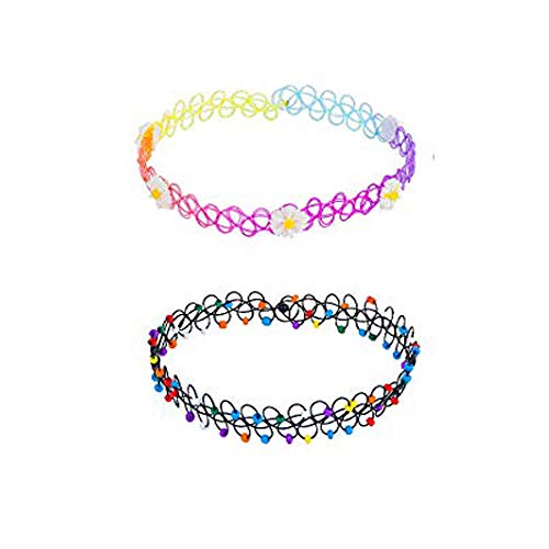 12 Piezas Collar de Tatuaje,Tattoo Choker Elástico,Choker Collar de Caucho Estiramiento Gótico Tatuaje Henna Elástico Collar de Ahogador Conjunto