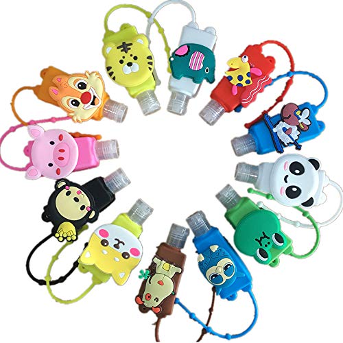 12pcs Botellas plásticas de Viaje de 30ml con Clips y caricaturas para la Escuela el Exterior y el Campamento