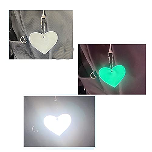 13 piezas de seguridad reflectante colgante colgante de corazón infantil reflector colgante con cadenas para mochila escolar mochila ciclismo caminar, correr cochecito silla de ruedas ruedas