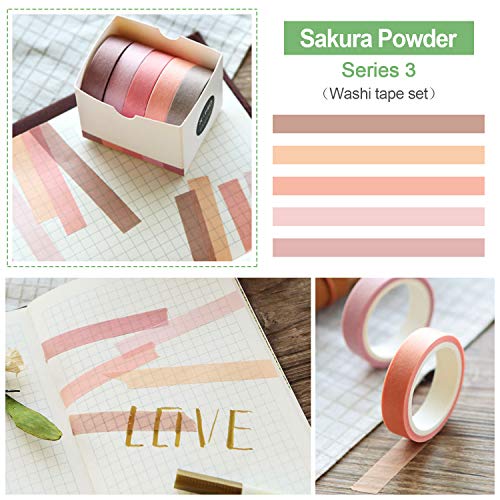 15 Rollos Washi Tape Set Color Sólido, Kalolary Cintas Adhesivas Coloridas, Cintas Washi Suministros para álbumes de Rrecortes, Maestros, Pintores y Niños, Scrapbooking DIY Manualidades