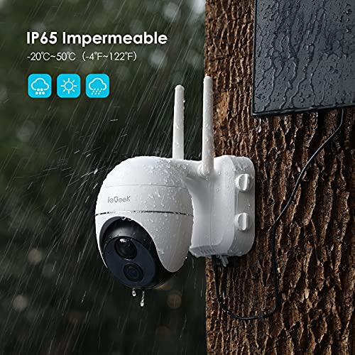 15000mAh Batería Camara Vigilancia WiFi Exterior , Camara de Vigilancia Exterior Puede Girar 360 ​​°/ Inclinarse ,Detección de Movimiento, Visión Nocturna, ieGeek-Camara-Vigilancia-WiFi-Exterior