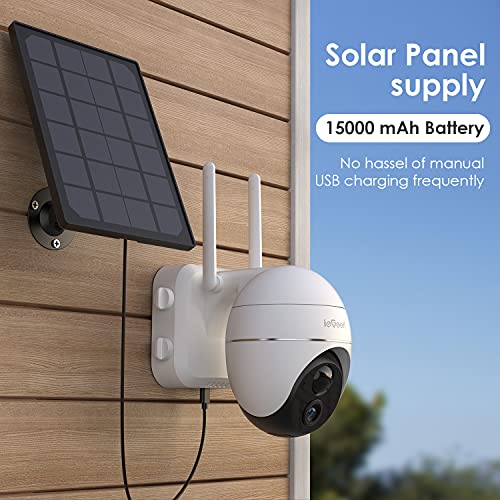 15000mAh Batería Camara Vigilancia WiFi Exterior , Camara de Vigilancia Exterior Puede Girar 360 ​​°/ Inclinarse ,Detección de Movimiento, Visión Nocturna, ieGeek-Camara-Vigilancia-WiFi-Exterior