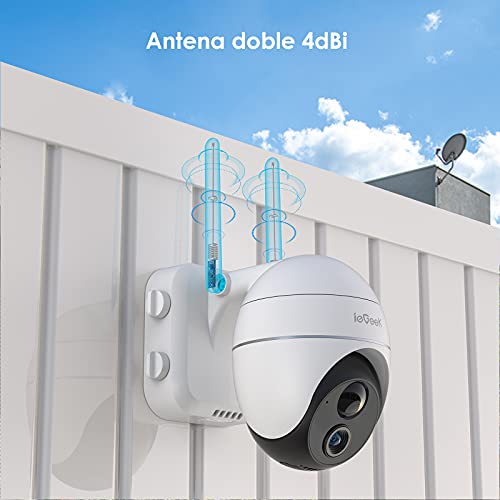15000mAh Batería Camara Vigilancia WiFi Exterior , Camara de Vigilancia Exterior Puede Girar 360 ​​°/ Inclinarse ,Detección de Movimiento, Visión Nocturna, ieGeek-Camara-Vigilancia-WiFi-Exterior