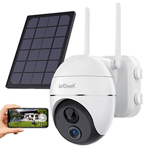 15000mAh Batería Camara Vigilancia WiFi Exterior , Camara de Vigilancia Exterior Puede Girar 360 ​​°/ Inclinarse ,Detección de Movimiento, Visión Nocturna, ieGeek-Camara-Vigilancia-WiFi-Exterior