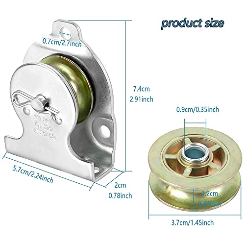 2 Piezas Simple de Polea Polea de Elevación Galvanizado Polea de Correa para Rodamientos de Bolas de Alambre Accesorios de Gimnasia（Carga 190kg）