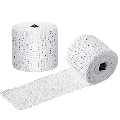 2 Rollos de Envoltura de Yeso de Tela Venda Elástica de Gasa en Rollo Envoltura Adhesiva de Vendaje para Proyectos de Manualidades de Moldes de Cuerpo (1,97 Pulgadas x 8,85 Feet)