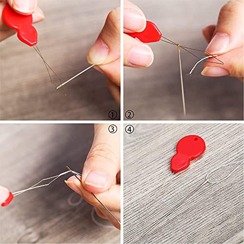20 Piezas Enhebradores de Agujas de Plástico con Caja Transprente, Colores Variados