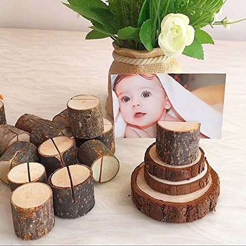 20 pzas Portatarjetas de Madera, Soporte para Tarjetas de Números, Soporte para Tarjetas de Notas, Portatarjetas con Nombre Portatarjetas de Madera Portapapeles para Decoraciones de Bodas y Fiesta