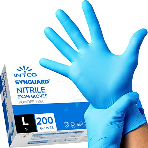 200 guantes de Nitrilo L sin polvo, sin látex, hipoalergénicos, con certificación CE conforme a la norma EN455 guantes médicos desechables (Talla L)