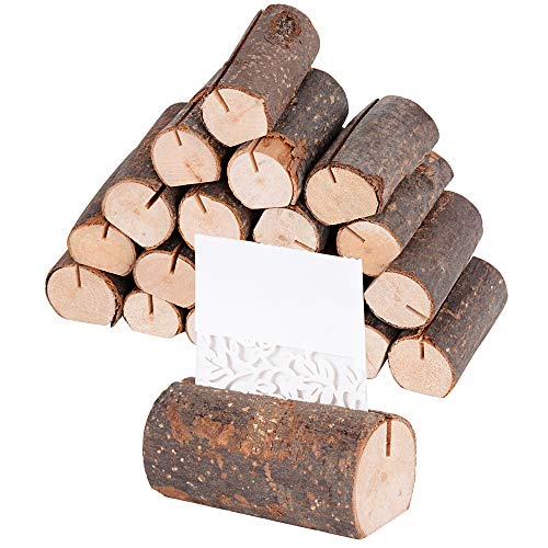 20pcs Soportes Tarjetas Tocón Madera Foto Pinzas Clips Sostenedor Nota Nombre Número Mensaje Decoración de Mesa Boda