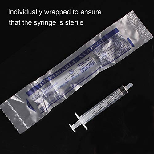 22 jeringas de plástico de 3 ml sin aguja con medición, sin aguja, aptas para laboratorios científicos, rellenar y medir líquidos, alimentar mascotas, aceite o aplicador de pegamento (3 ml)