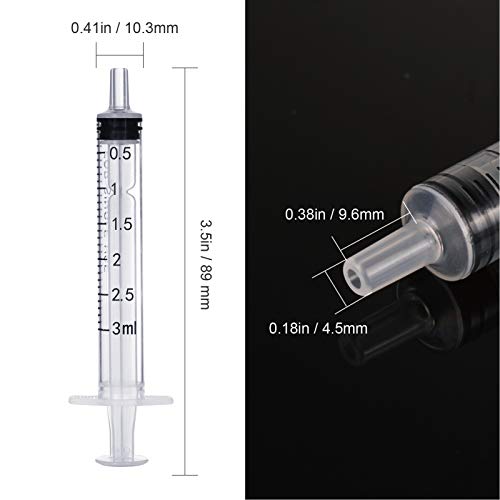 22 jeringas de plástico de 3 ml sin aguja con medición, sin aguja, aptas para laboratorios científicos, rellenar y medir líquidos, alimentar mascotas, aceite o aplicador de pegamento (3 ml)