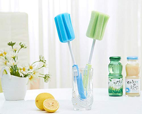 3 cepillos de esponja de espuma para lavar platos con mango largo ajustable cepillos de limpieza suaves para biberones de bebé, cocina, vasos limpios, tazas (color al azar)
