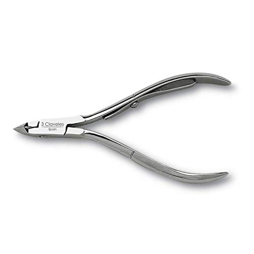 3 Claveles Alicate para Cutículas, Acero de Carbono - (10cm), para Cortar y Remover Cutículas Uñas, Manicura, Niquelada