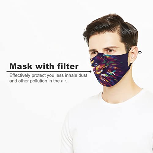 3 mascarillas de cabeza de búho con 6 filtros ajustables unisex transpirable máscara de tela reutilizable