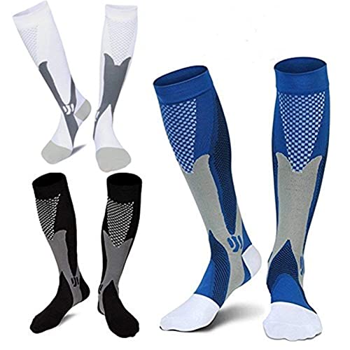 3 Pares Calcetines de compresión Medias de compresión para Hombres y Mujeres deporte trotar correr volar viajar embarazo y aumentar la circulación sanguínea la regeneración