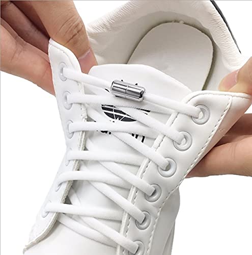 3 Pares Cordones Elásticos para Zapatillas, Cordones Elásticos Sin Nudo con Hebilla Metal para Zapatos Cordones de Zapatos Redondos para Niños,Adulto,Ancianos,Discapacitado,Corredores 105cm 4.5mm Gris