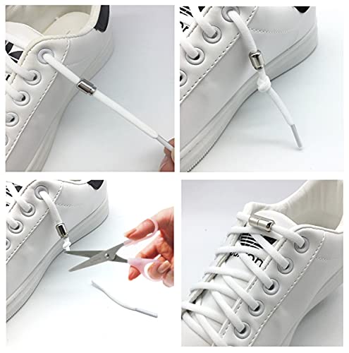 3 Pares Cordones Elásticos para Zapatillas, Cordones Elásticos Sin Nudo con Hebilla Metal para Zapatos Cordones de Zapatos Redondos para Niños,Adulto,Ancianos,Discapacitado,Corredores 105cm 4.5mm Gris