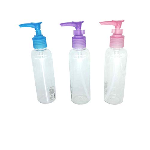 3 pcs Botes Transparentes rellenables vacíos con dosificador para Gel hidroalcohólico, Gel, champú, Viaje, Maquillaje, cosmético 100 ml