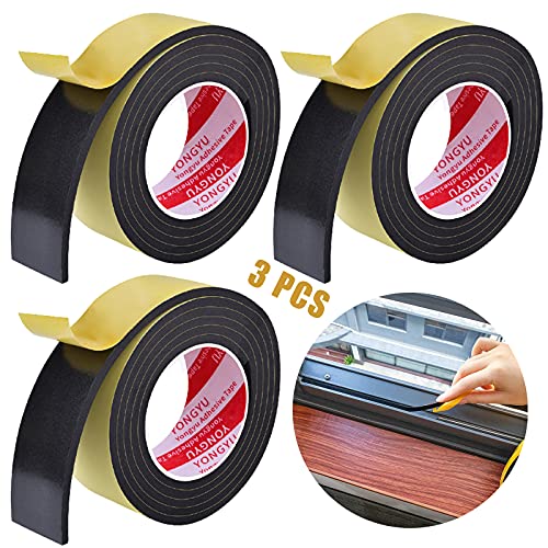 3 Rollos Cinta De Sellado De Espuma Cinta De Espuma Autoadhesiva Tira De Sellado Ventana Junta 5m x 15mm (W) x5mm (D) Para Insonorización De Puertas y Ventanas, Anticolisión, a Prueba De Golpes